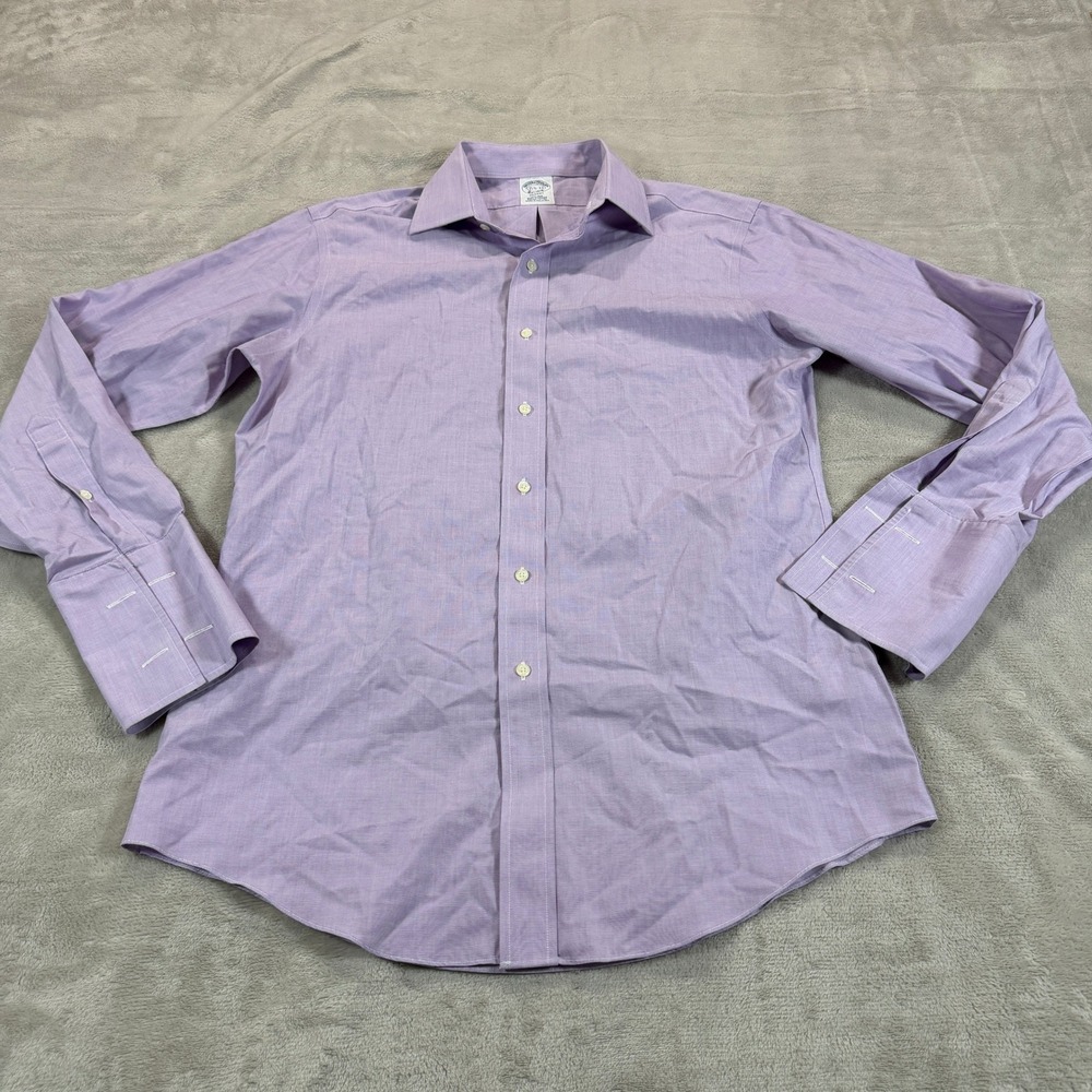Brooks Brothers Mens 15.5 33 Regent Fit Non-Iron French Cuff Dress Shirt Purple